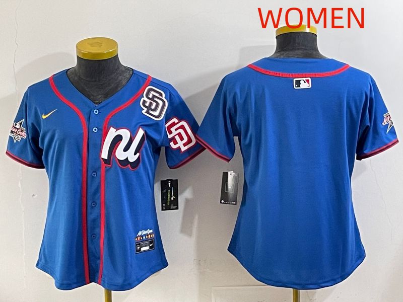Women 2025 San Diego Padres Blank Blue All star Nike MLB Jersey style 02->women mlb jersey->Women Jersey